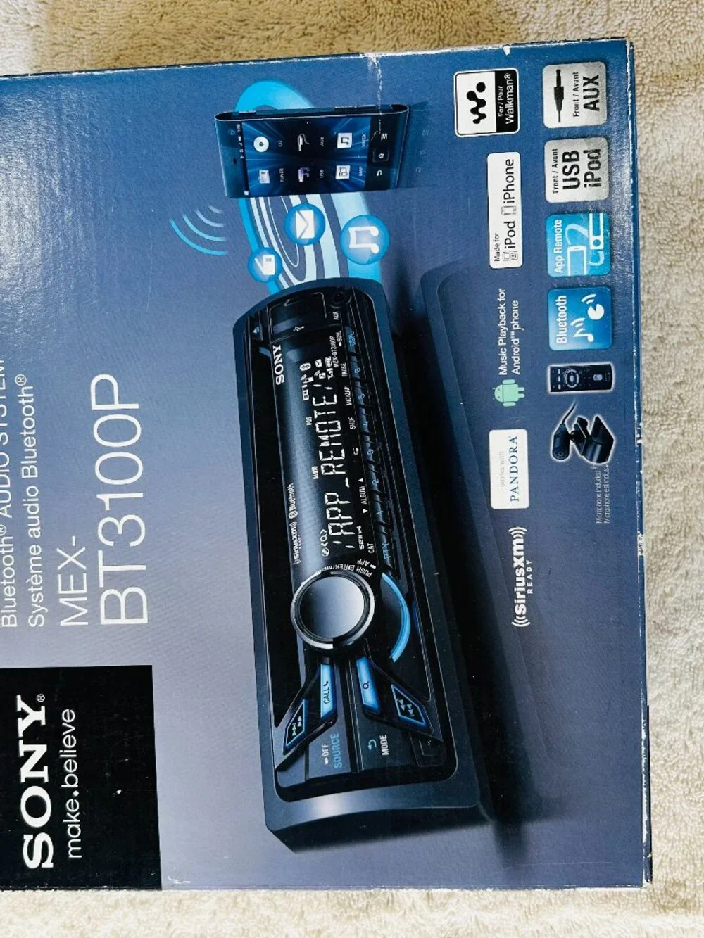 Sony MEX-BT3100P Bluetooth Audio System Car CD Player Black SiriusXM Ready